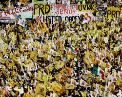 Supporters on Mr Lopez Obrador converged on the Zocalo