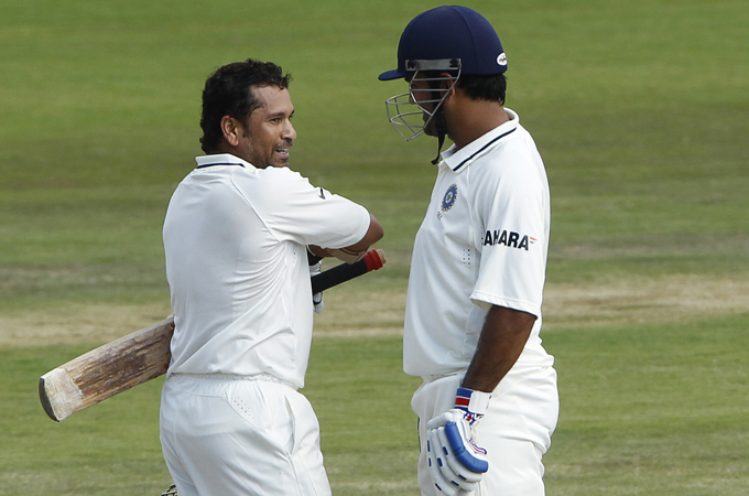 Tendulkar with Dhoni