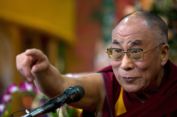 Dalai Lama pointing