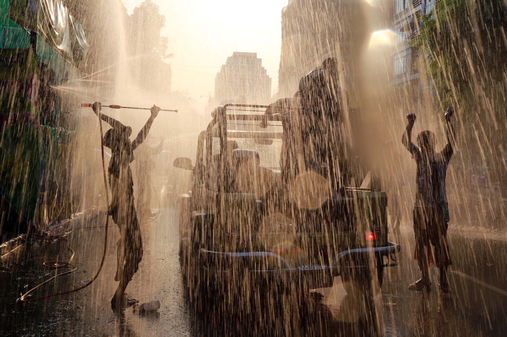 <p>Festival goers celebrate Thingyan. The celebrations usually occur over a period of four to five days, culminating in the New Year. </p>