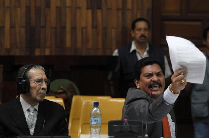 Efrain Rios Montt (left) was convicted last year of genocide, but the ruling was later overturned [Reuters]