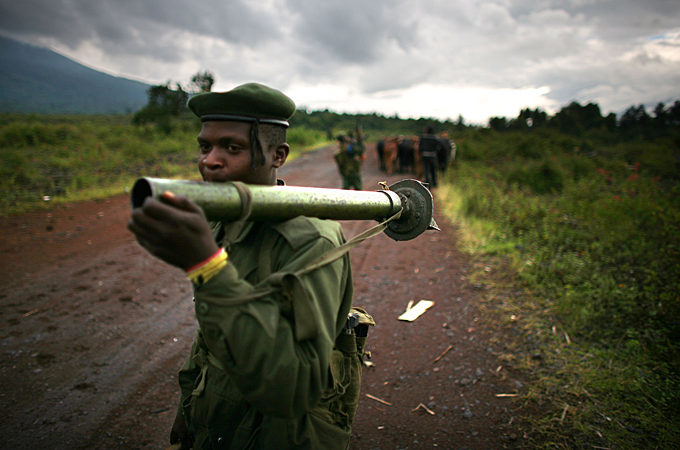 The ADF set up camp in the Rwenzori mountains after being chased into the Congo in the 1990s [Getty Images]