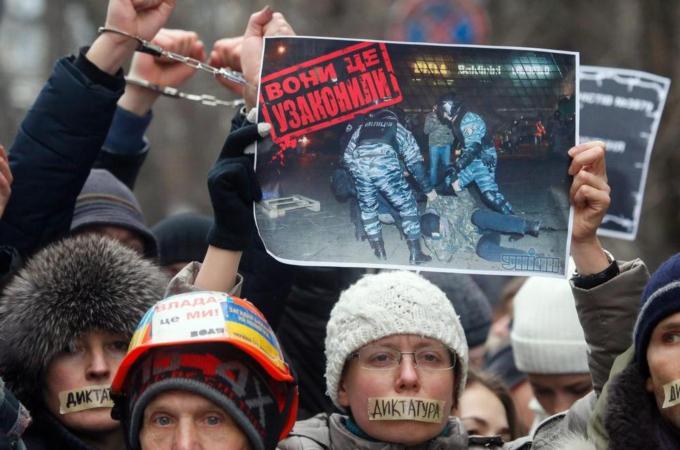 Viktor Yanukovych's attempt to curb demonstrations unleashed a new wave of anger [EPA]