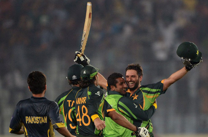 Shahid Afridi snatched victory from the jaws of defeat in the match against India [AFP]