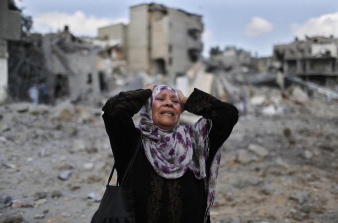 Over 200,000 Palestinians have been displaced in Gaza since the start of the Israeli assault [Reuters]