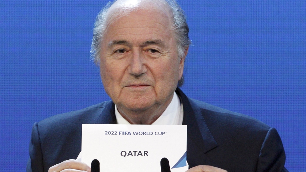 FIFA President Blatter announces Qatar as the host nation for the FIFA World Cup 2022 in Zurich