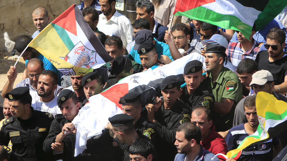Palestinian Saad Dawabsheh during his funeral in Duma village