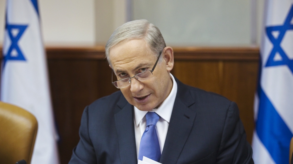 Israel''s Prime Minister Benjamin Netanyahu attends the weekly cabinet meeting at his office in Jerusalem