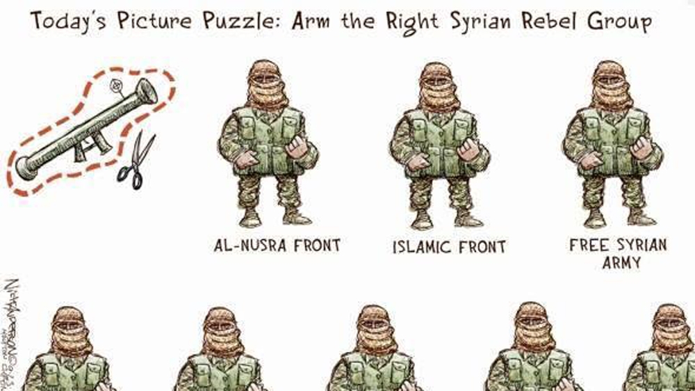 Cartoon shared by Russian Embassy in UAE on Syria