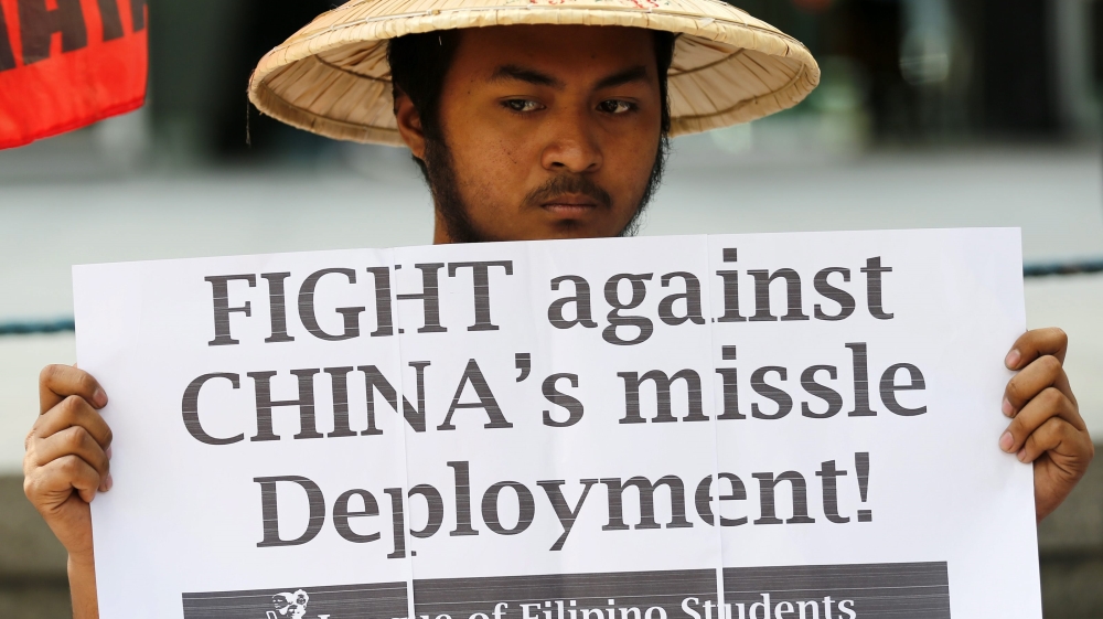 Protest against reported Chinese deployment of surface-to-air missile system