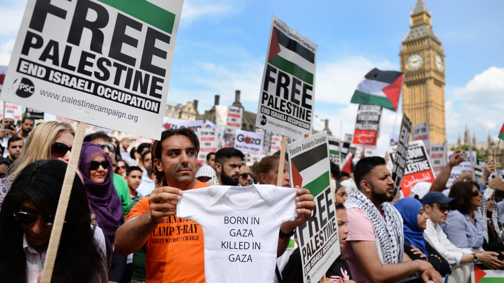 Protests in London against violence in Gaza