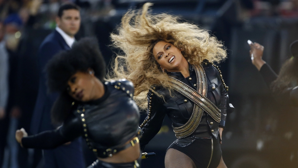 Beyonce performs during halftime of the NFL Super Bowl 50 football game in Santa Clara, California [AP]