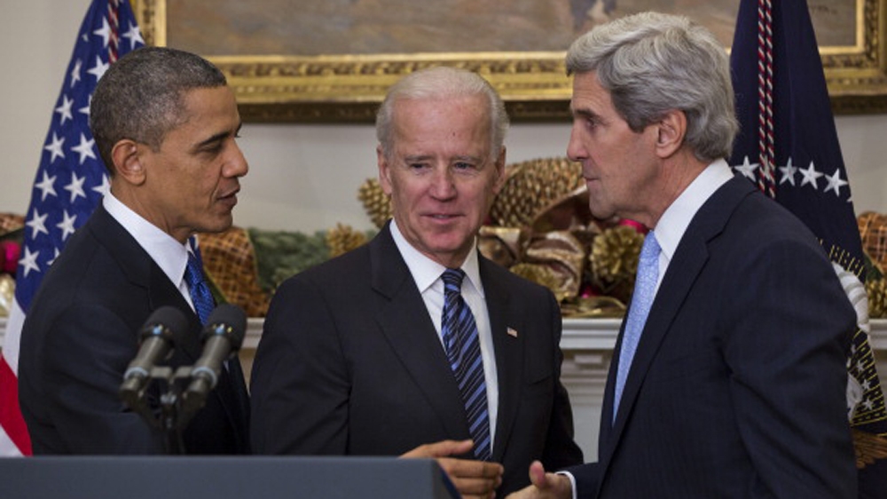 US President Barack Obama with John Kerry and Vice President Joe Biden [Getty]