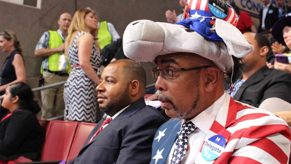 Delegate to the Democratic Party Convention in Philadelphia [Anar Virji/Al Jazeera]