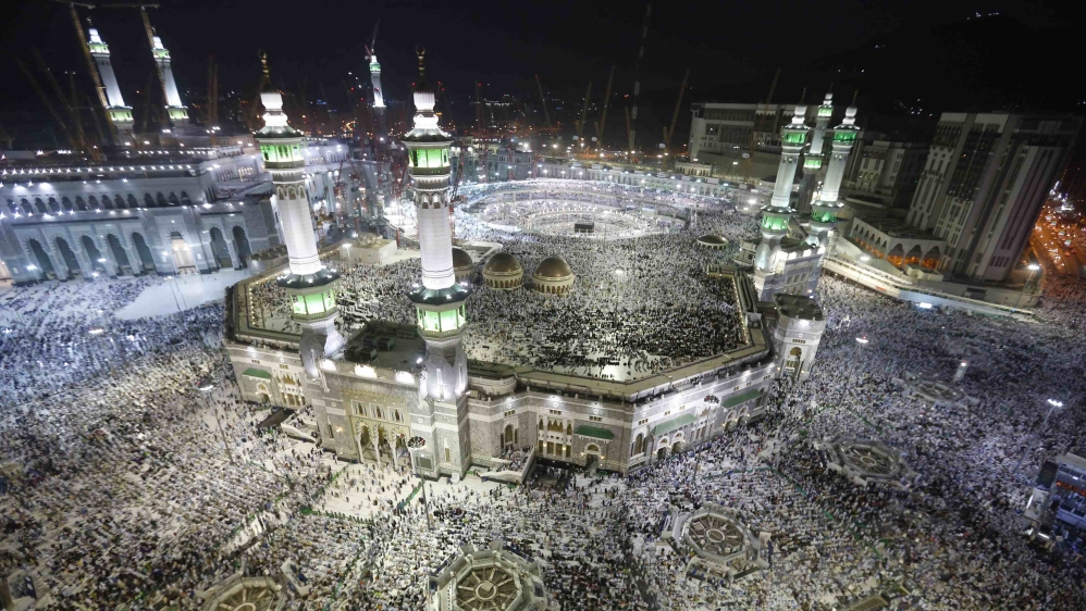 Muslim pilgrims pray around the holy Kaaba at the Grand Mosque, during the annual hajj pilgrimage in Mecca