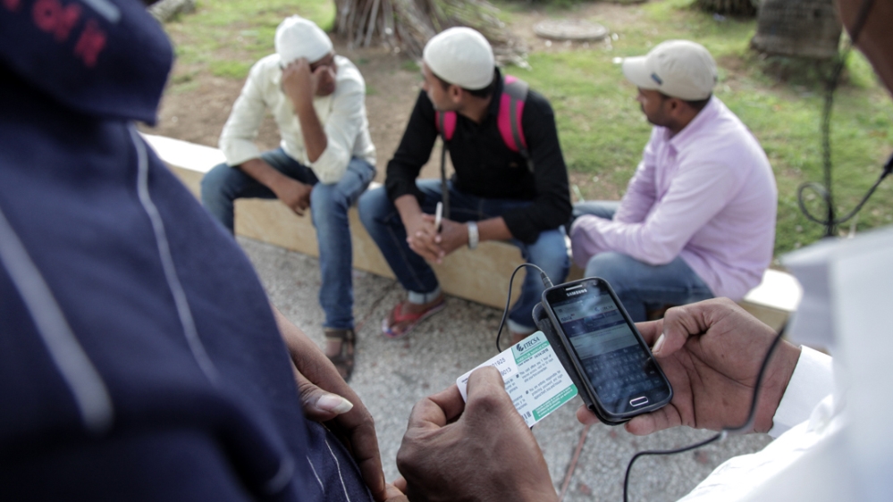 On Sundays, the Indian labourers head into Havana from their camp to call their families in northern and eastern India [Ed Augustin/Al Jazeera]