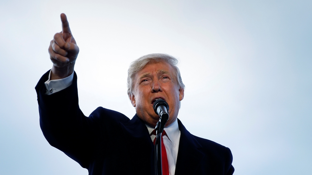 Republican presidential nominee Donald Trump attends a campaign event in Wilmington