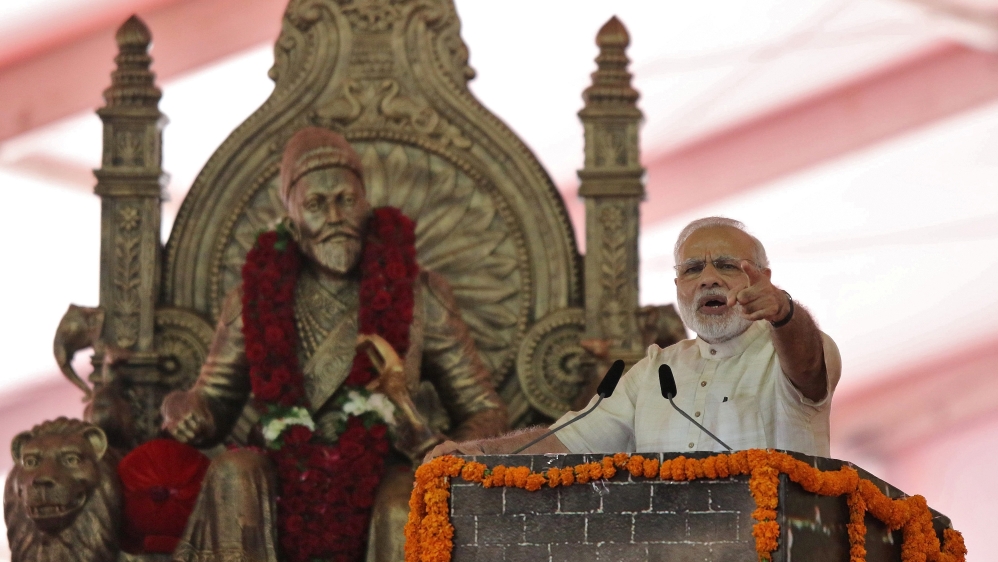India''s PM Modi speaks after laying the foundation for the memorial of Chhatrapati Shivaji Maharaj, in Mumbai