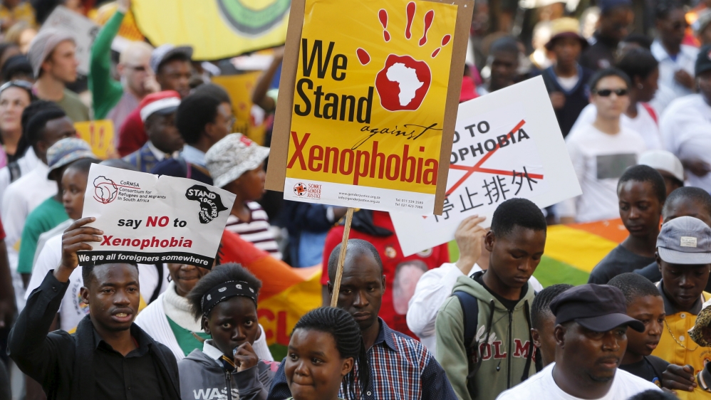 File picture of protest in South Africa against xenophobia