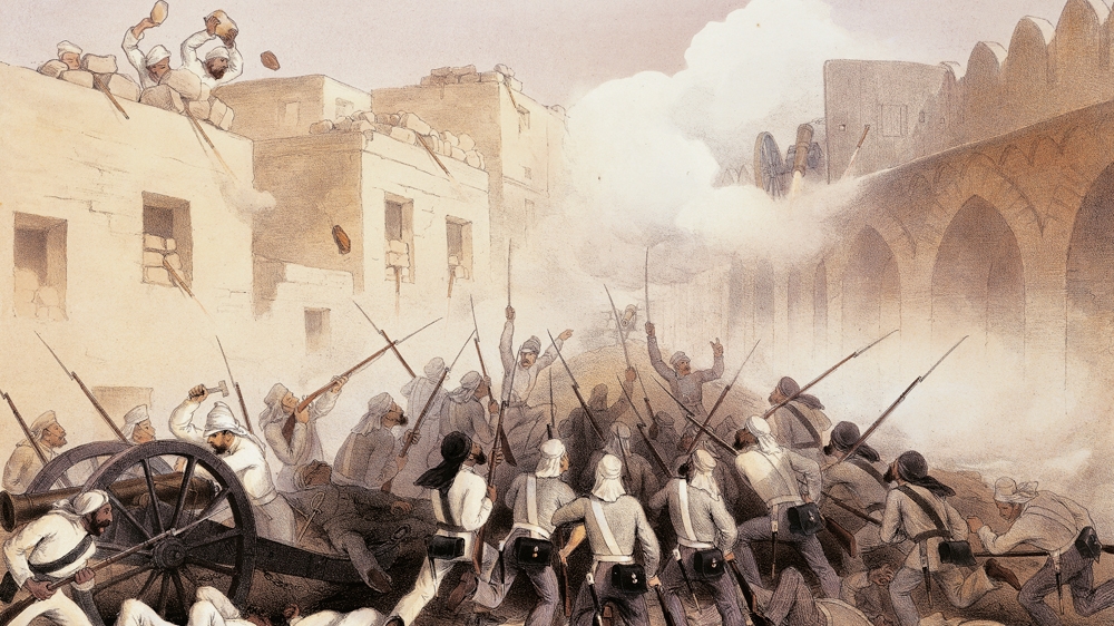 Storming of Delhi, Sepoy uprising (1857-1858) against the British rule, known as Indian Mutiny, 1859, print UK, 19th century, London, British Library [DeAgostini/Getty Images]