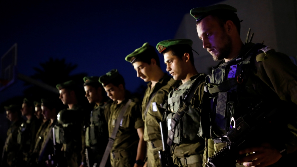Israeli soldiers from the Nahal brigade near Gaza Strip