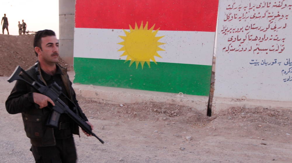 A Kurdish Peshmerga Fighter is seen in the Southwest of Kirkuk