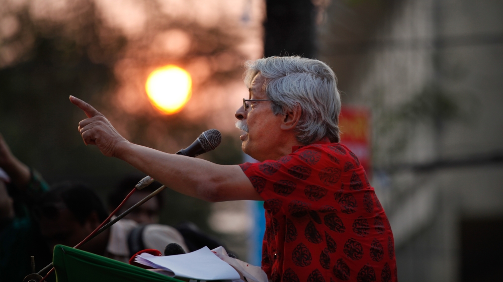 Zafar Iqbal at a program in Sylhet [Mahmud Hossain Opu/Al Jazeera]