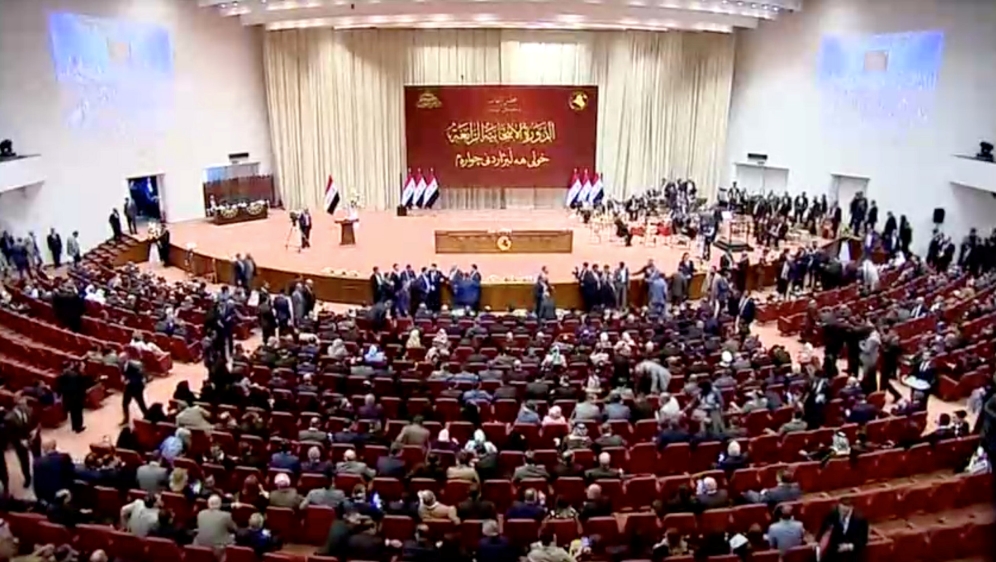 Iraqi lawmakers are seen before opening session of the new Iraqi parliament in Baghdad