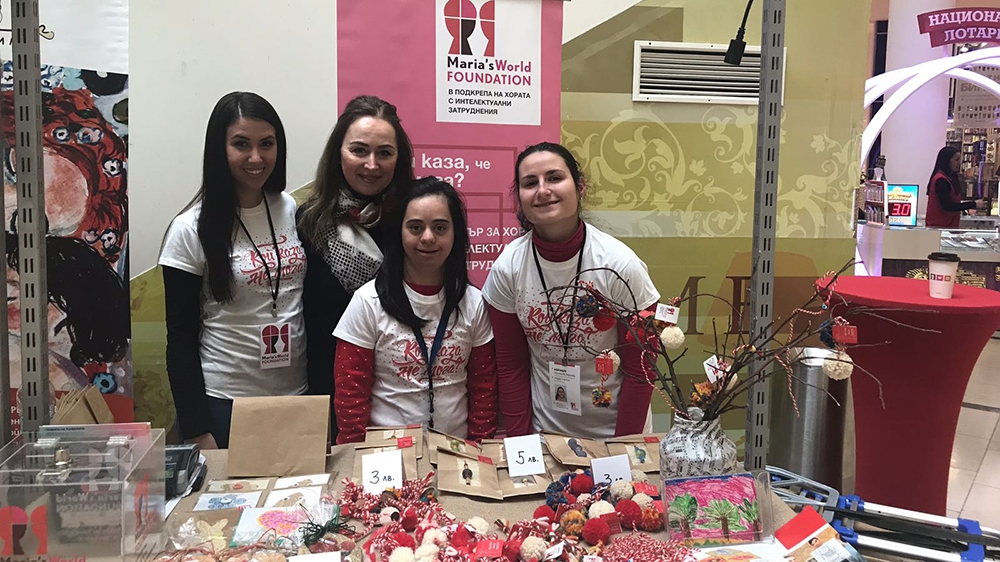 Nina at a bazaar organized by Maria's World Foundation in Sofia with her mother Souad [Al Jazeera]