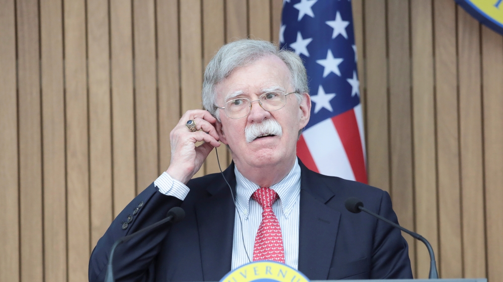 U.S. National Security Advisor John Bolton attends a news conference after a meeting with Moldova''s Prime Minister Maia Sandu in Chisinau, Moldova August 29, 2019. REUTERS/Vladislav Culiomza