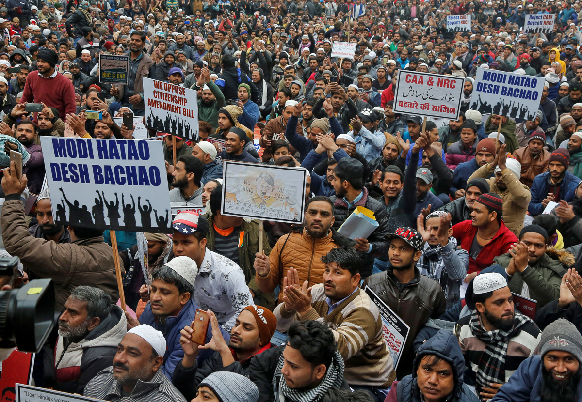 Demonstrators attend a protest against a new citizenship law, in Chandigarh, India, December 19, 2019. REUTERS/Ajay Verma