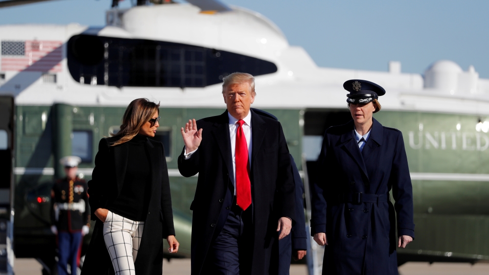 U.S. President Donald Trump departs for India