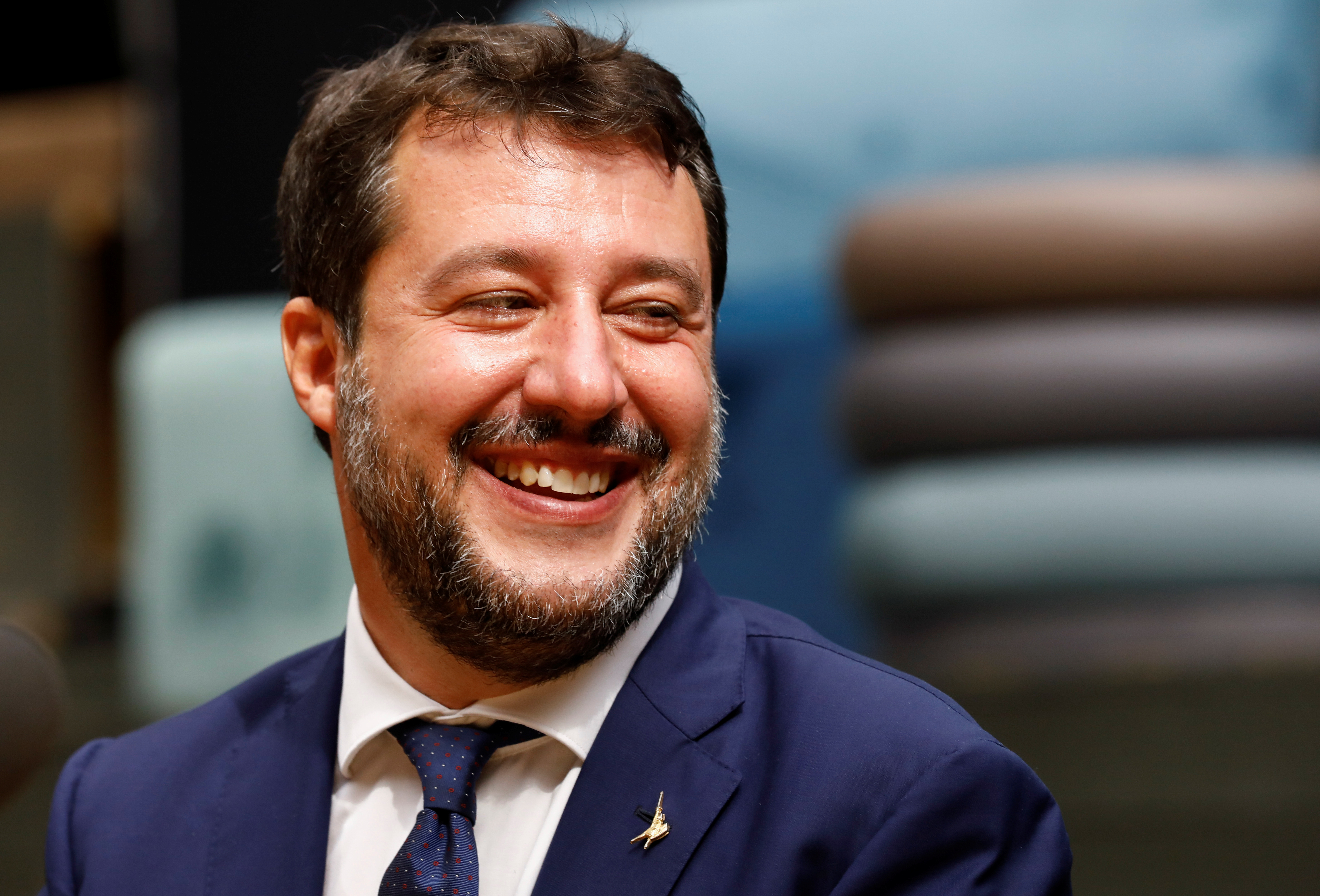 Far-right leader Matteo Salvini reacts during a news conference, in Catania, Italy, October 3, 2020 [Antonio Parrinello/Reuters]