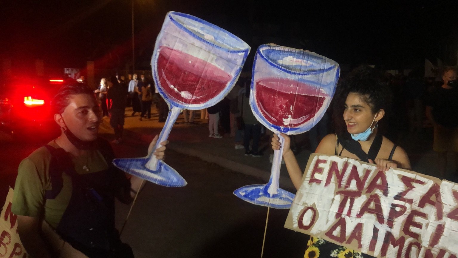 Protesters in Nicosia