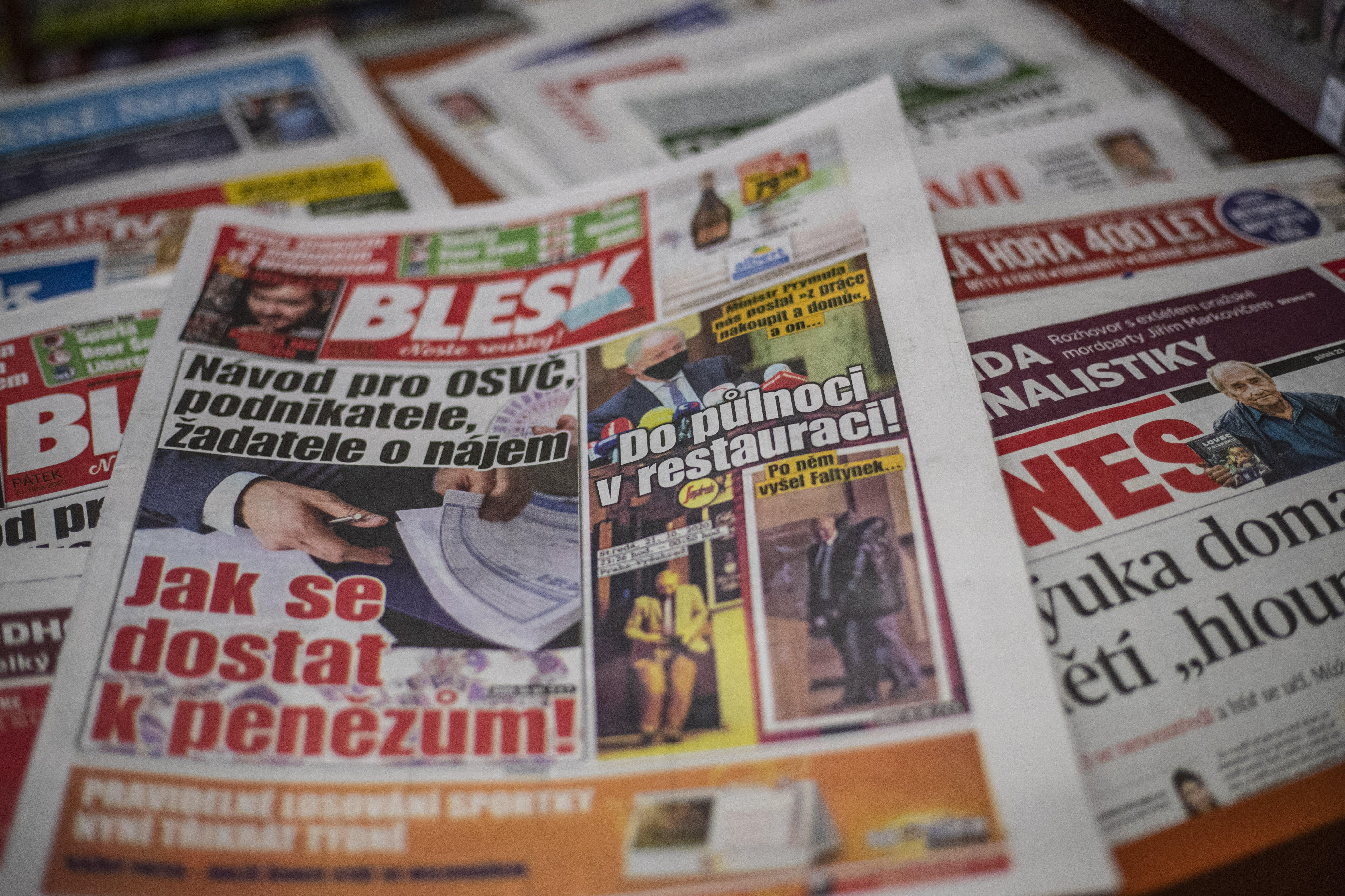 A copy of Czech daily Blesk shows pictures of Czech Health Minister Roman Prymula on its front page [Martin Divisek/EPA]