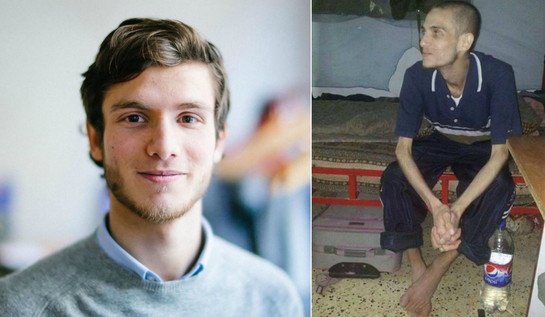 A photo of the writer following his recovery in Sweden and one immediately after his release from prison in Syria [Photo courtesy of Omar Alshogre]