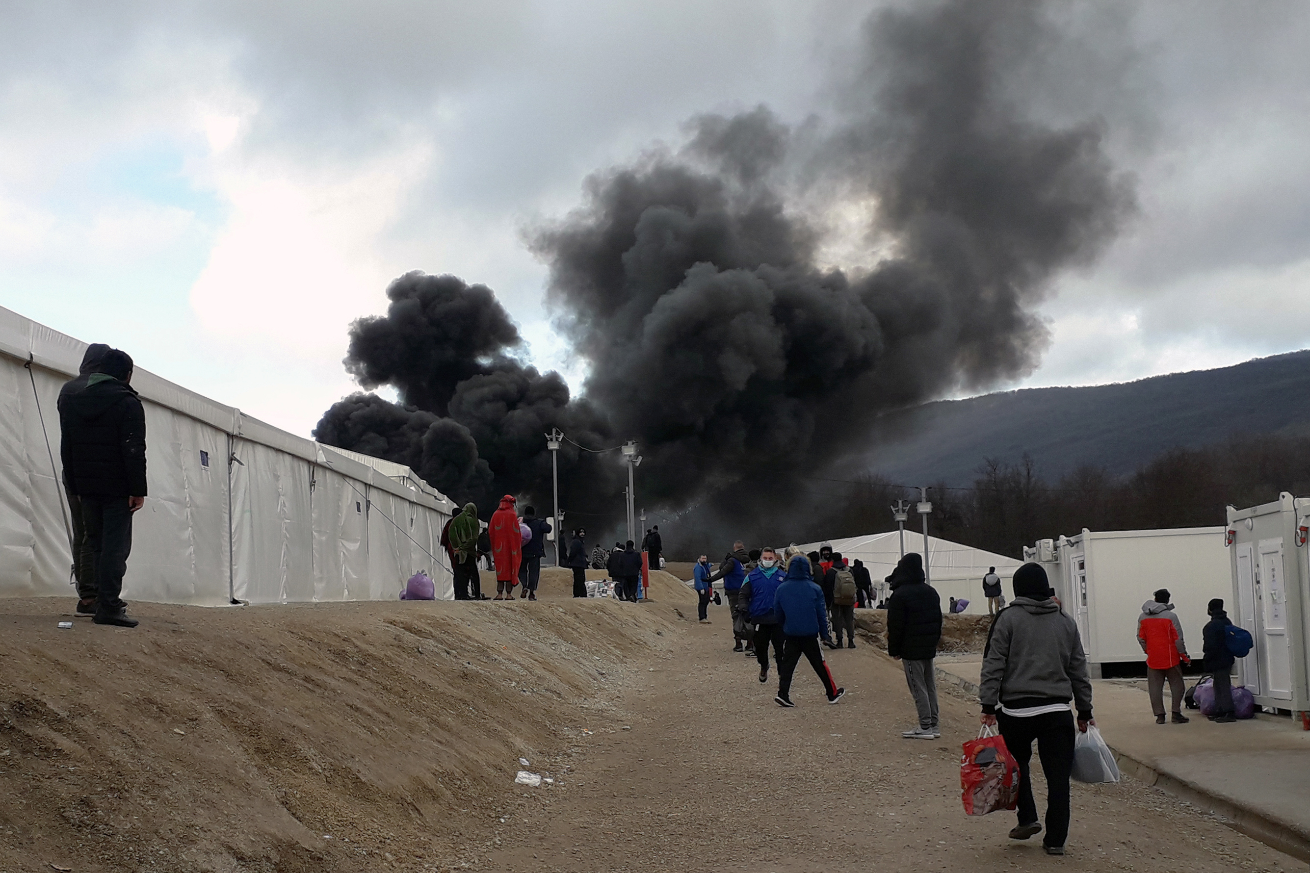 Humanitarian organisations warned the camp was unsuitable for winter, urging authorities to provide adequate housing for its 1,300 residents [AFP]