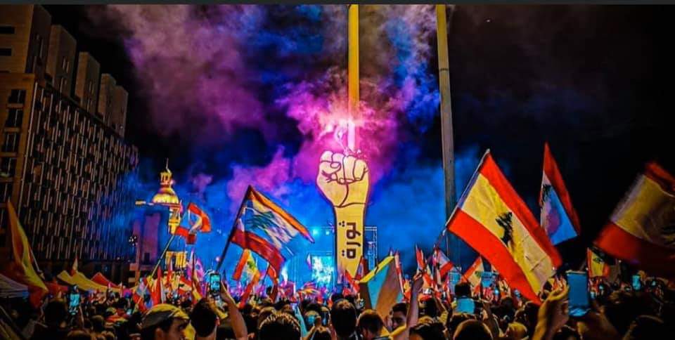 Tarek Chehab, owner of Lebanese design firm Styro 3D, says he is most proud of a nine-metre clenched fist that he put up in Beirut&#39;s central Martyrs Square in support of the 2019 October protests [Courtesy: Tarek Chehab/Al Jazeera]