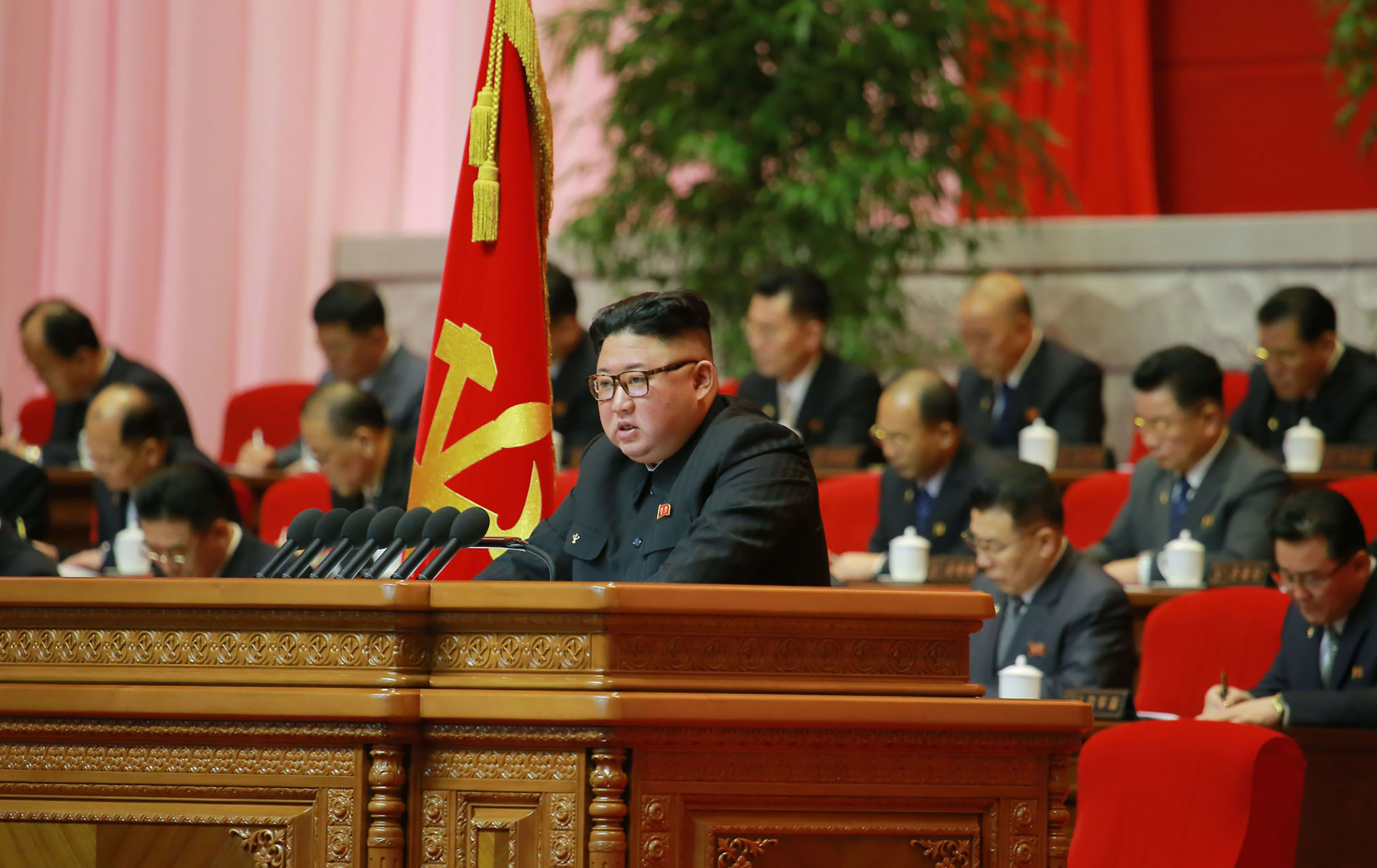 Kim&#39;s latest comments came during his nine-hour work report to rare congress, spread across three days [KCNA via AFP]