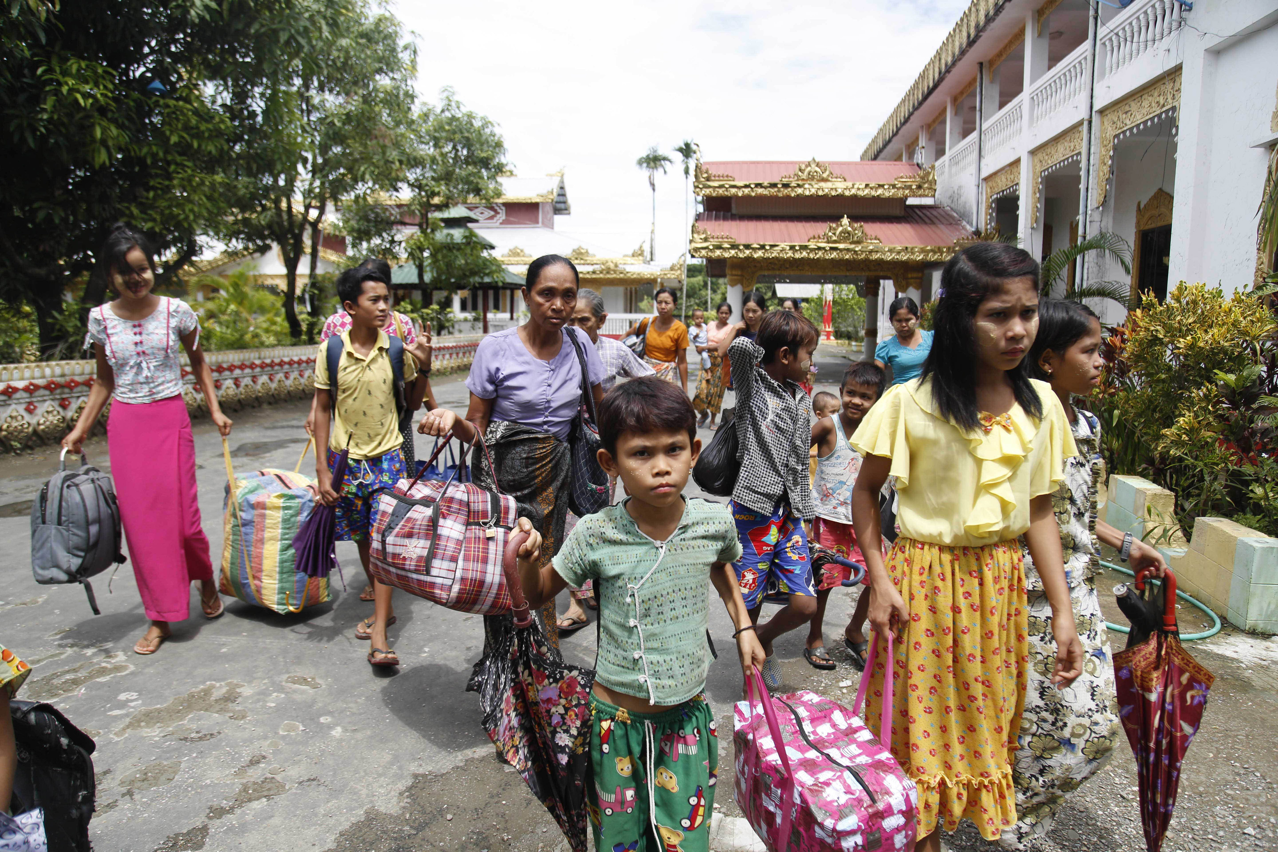 Villagers at a temporary monastery camp in Sittwe, Rakhine State, Myanmar [AP Photo]