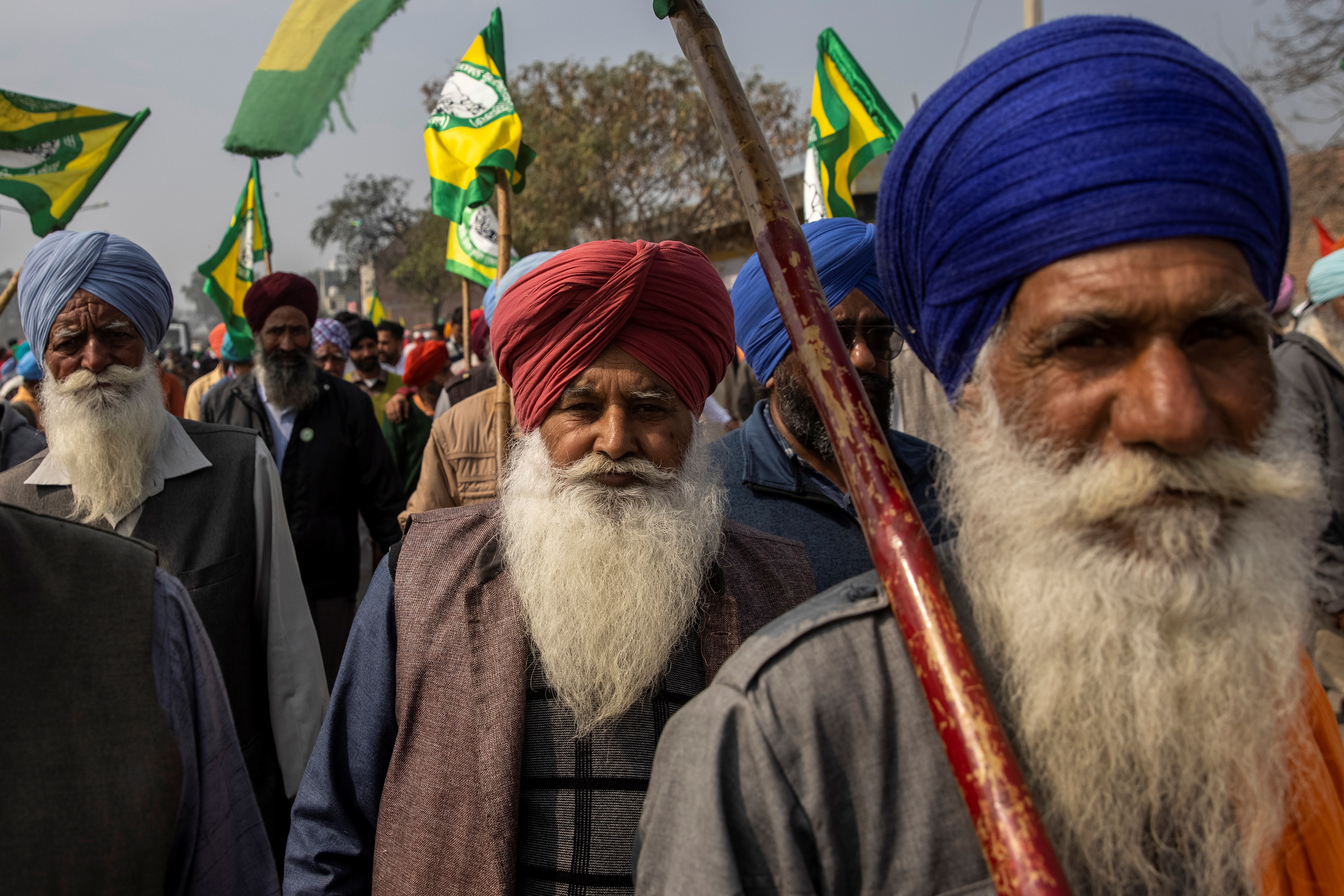 Farmers attend a rally against farm laws in Barnala in the northern state of Punjab [File: Danish Siddiqui/Reuters]