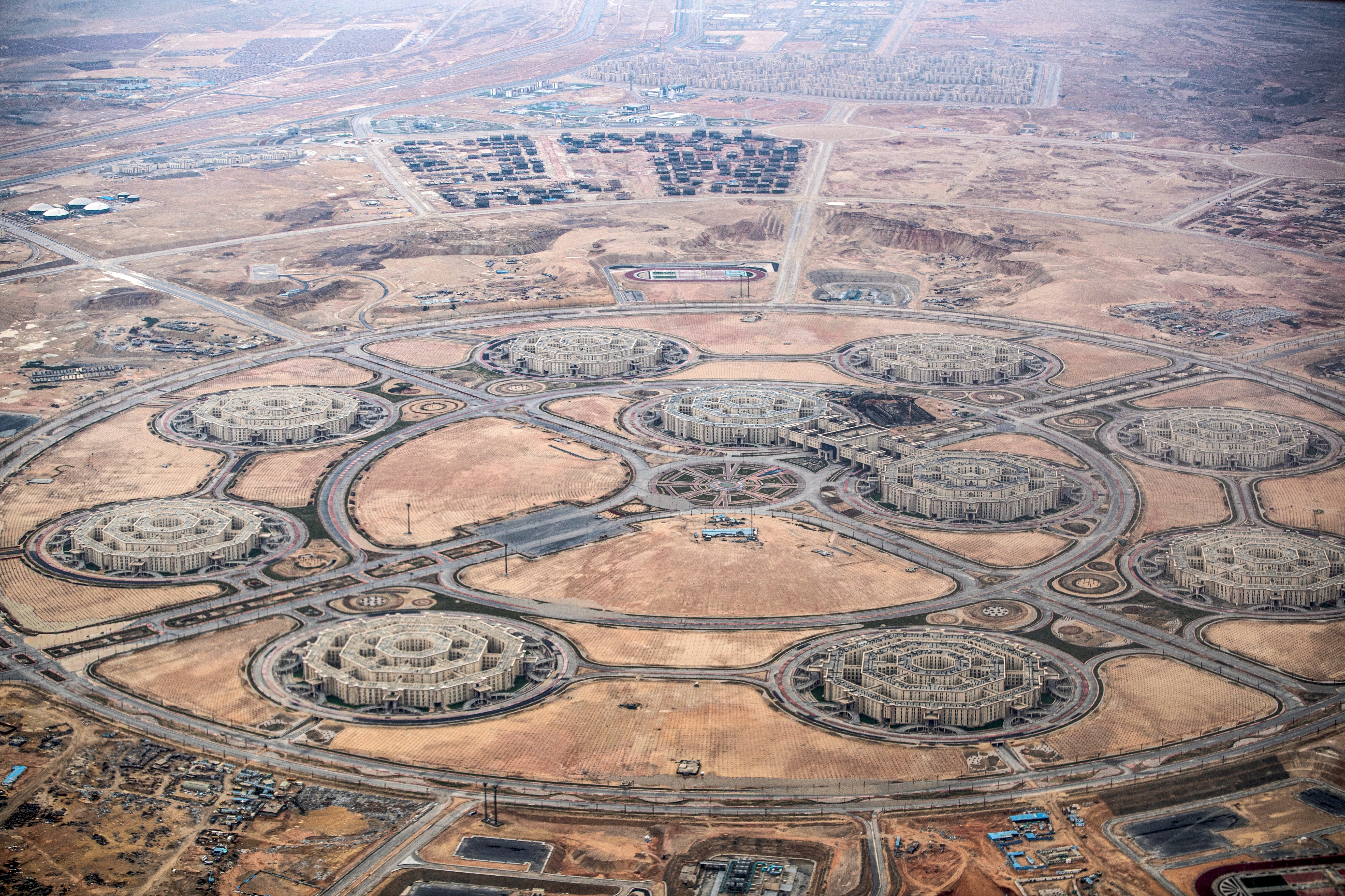 This picture taken on March 13, 2020 shows an aerial view of ongoing construction development at Egypt&#39;s &#34;New Administrative Capital&#34; megaproject, some 45 kilometres east of Cairo. [Khaled Desouki/AFP]