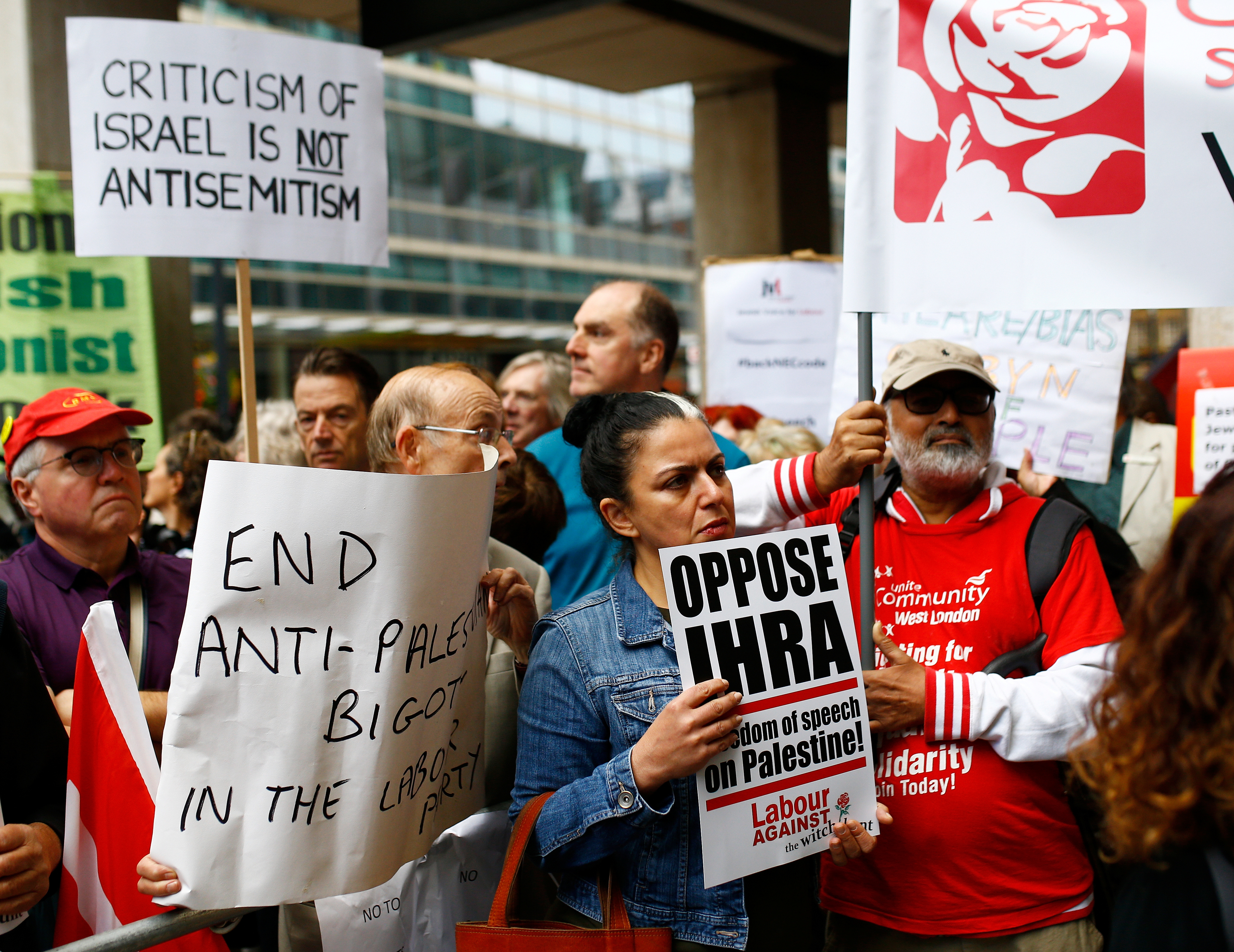Demonstrators take part in protests outside a meeting of the Labour Party during the party&#39;s discussion of the definition of anti-Semitism [File: Reuters/Henry Nicholls] (Reuters)