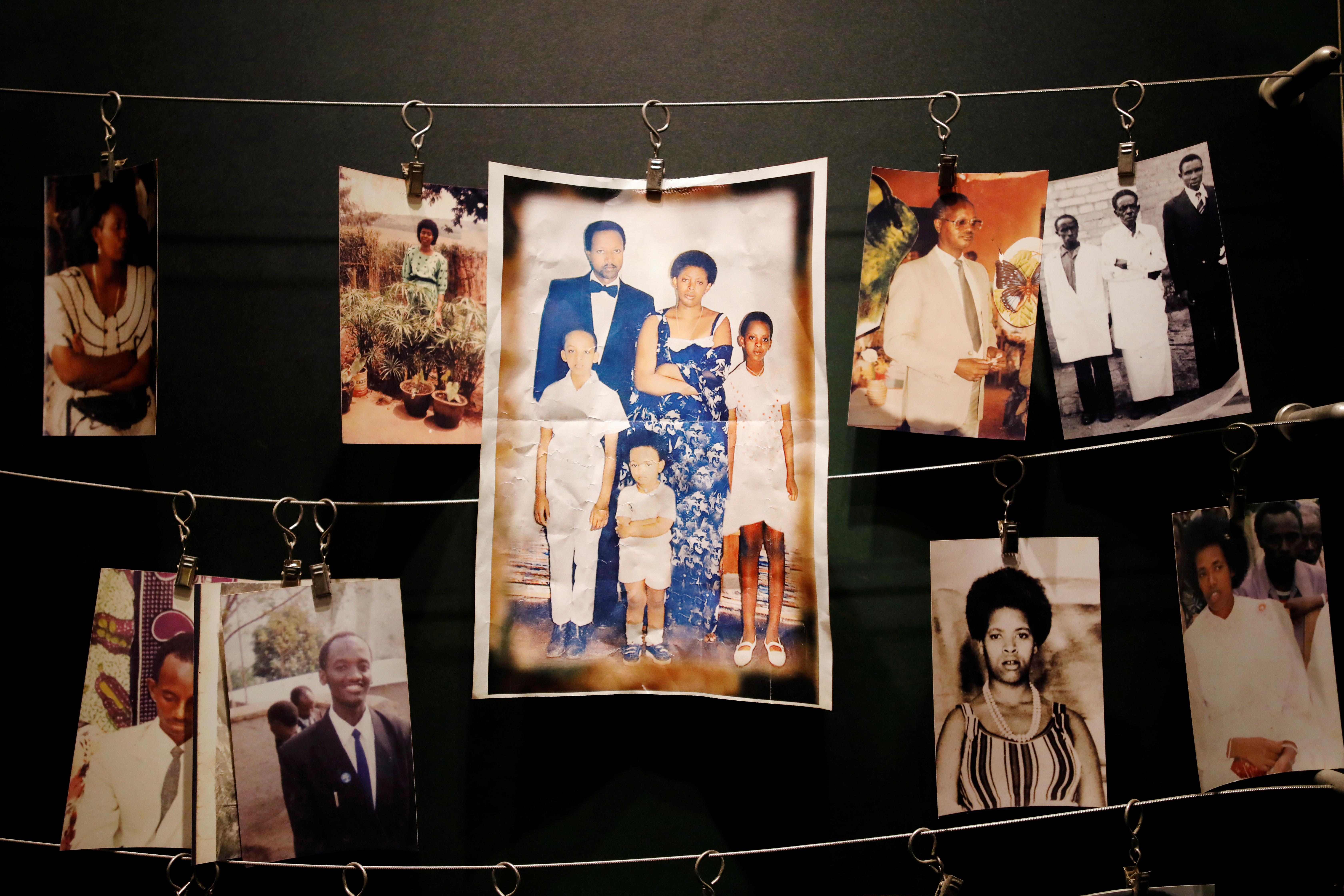 Pictures of Rwandan genocide victims donated by survivors are displayed at an exhibition at the Kigali Genocide Memorial in Gisozi in Kigali, Rwanda [File: Baz Ratner/Reuters]
