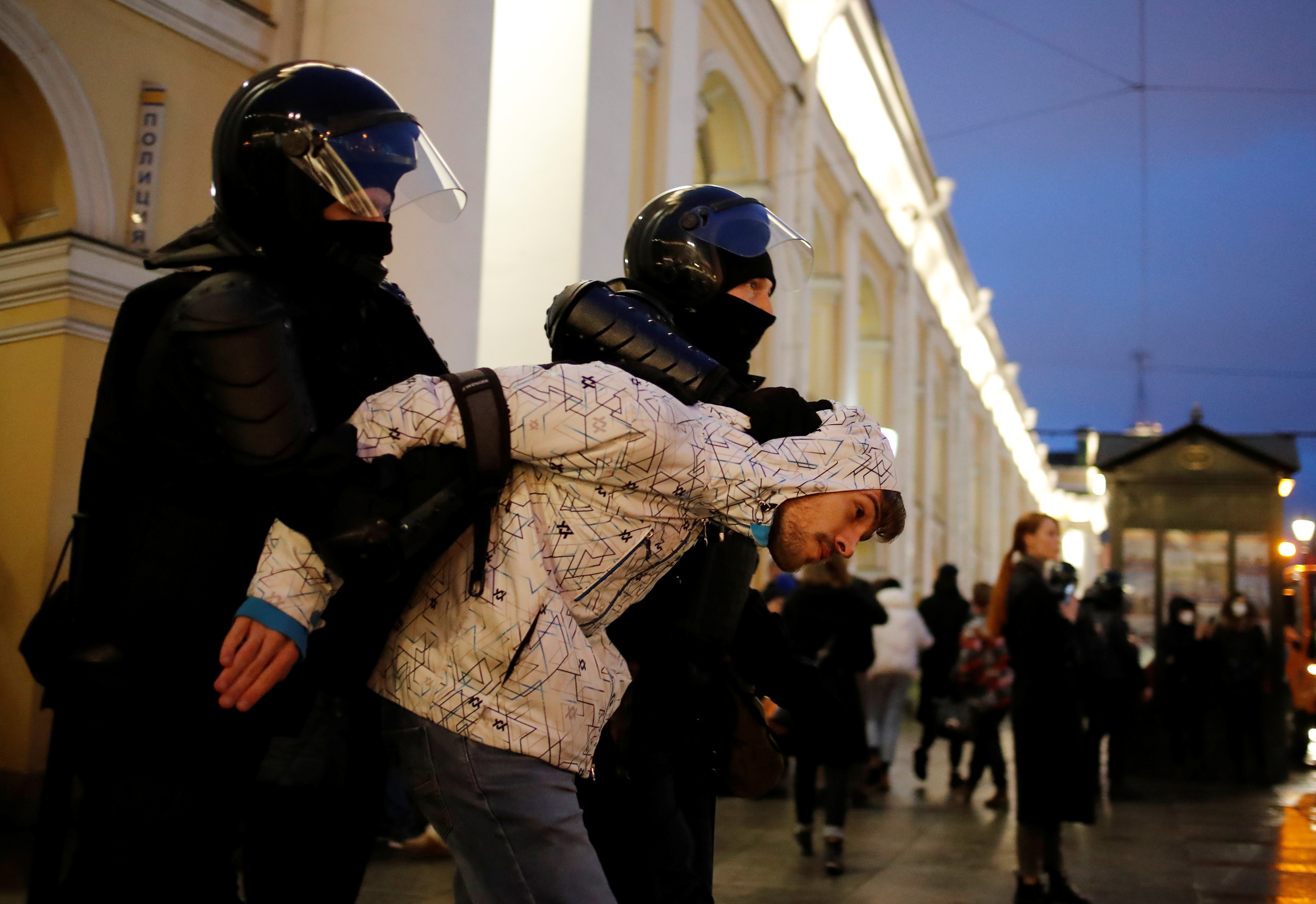 Wednesday&#39;s demonstrations took place in nearly 100 towns and cities across Russia&#39;s vast territory, according to protest monitoring group OVD-Info [Anton Vaganov/Reuters[