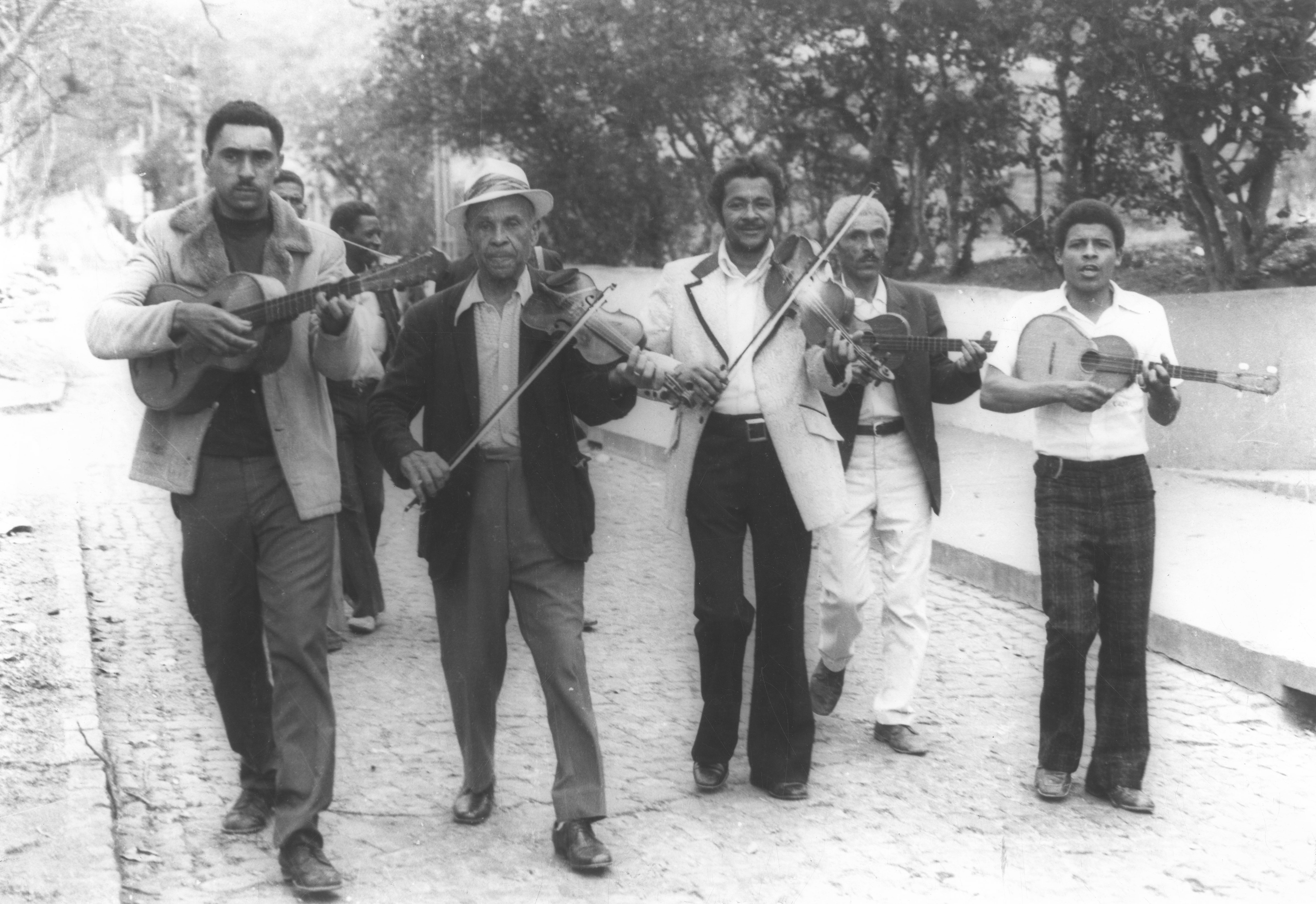 A violinist known as Nhô Raul performs with other morna musicians in the Cape Verdean Island of Brava [Courtesy of Cape Verde&#39;s Cultural heritage institute]
