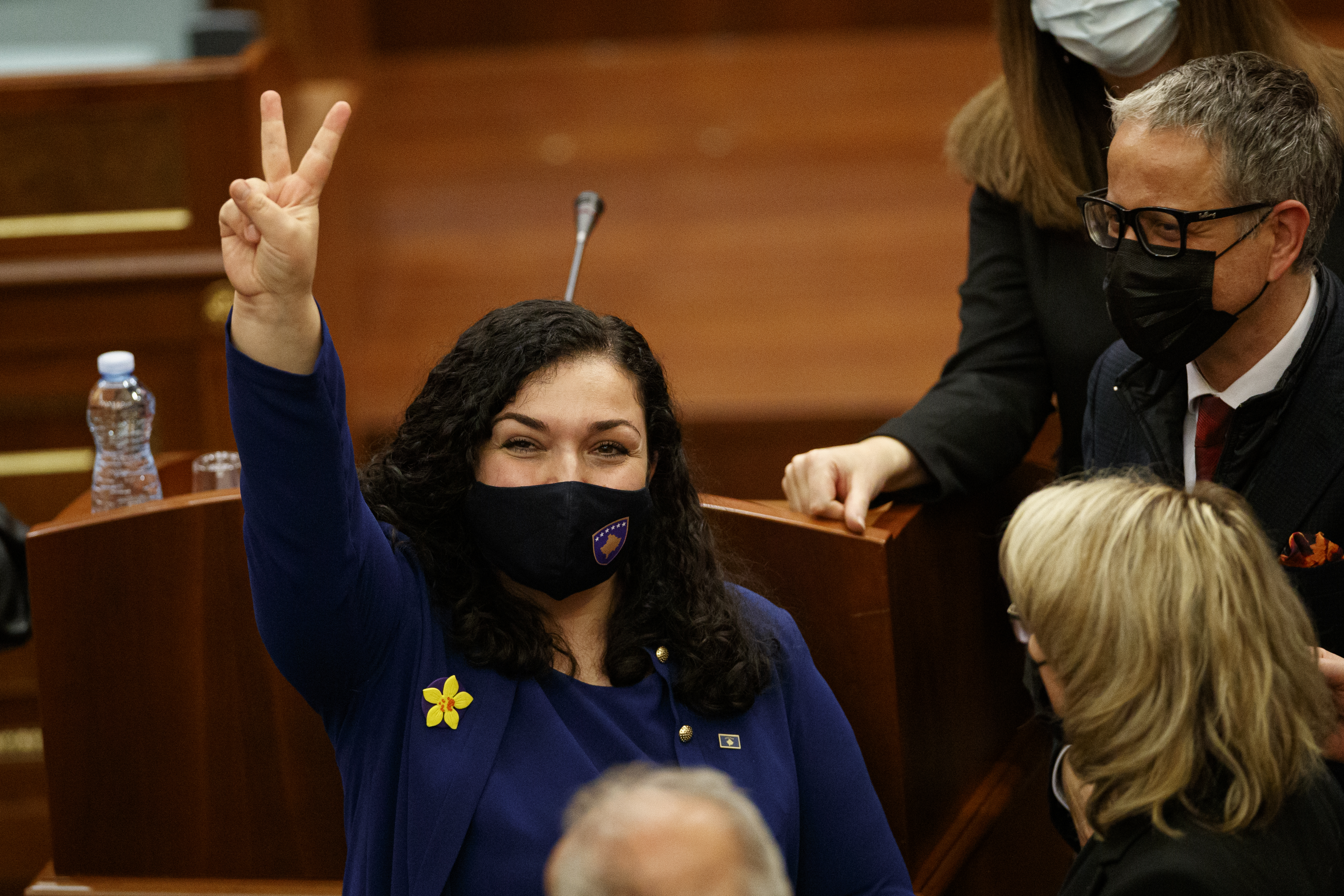 Osmani took over as acting president of Kosovo last November when her predecessor, Hashim Thaci, resigned ahead of his impending war crimes trial in the Netherlands [Valdrin Xhemaj/EPA]