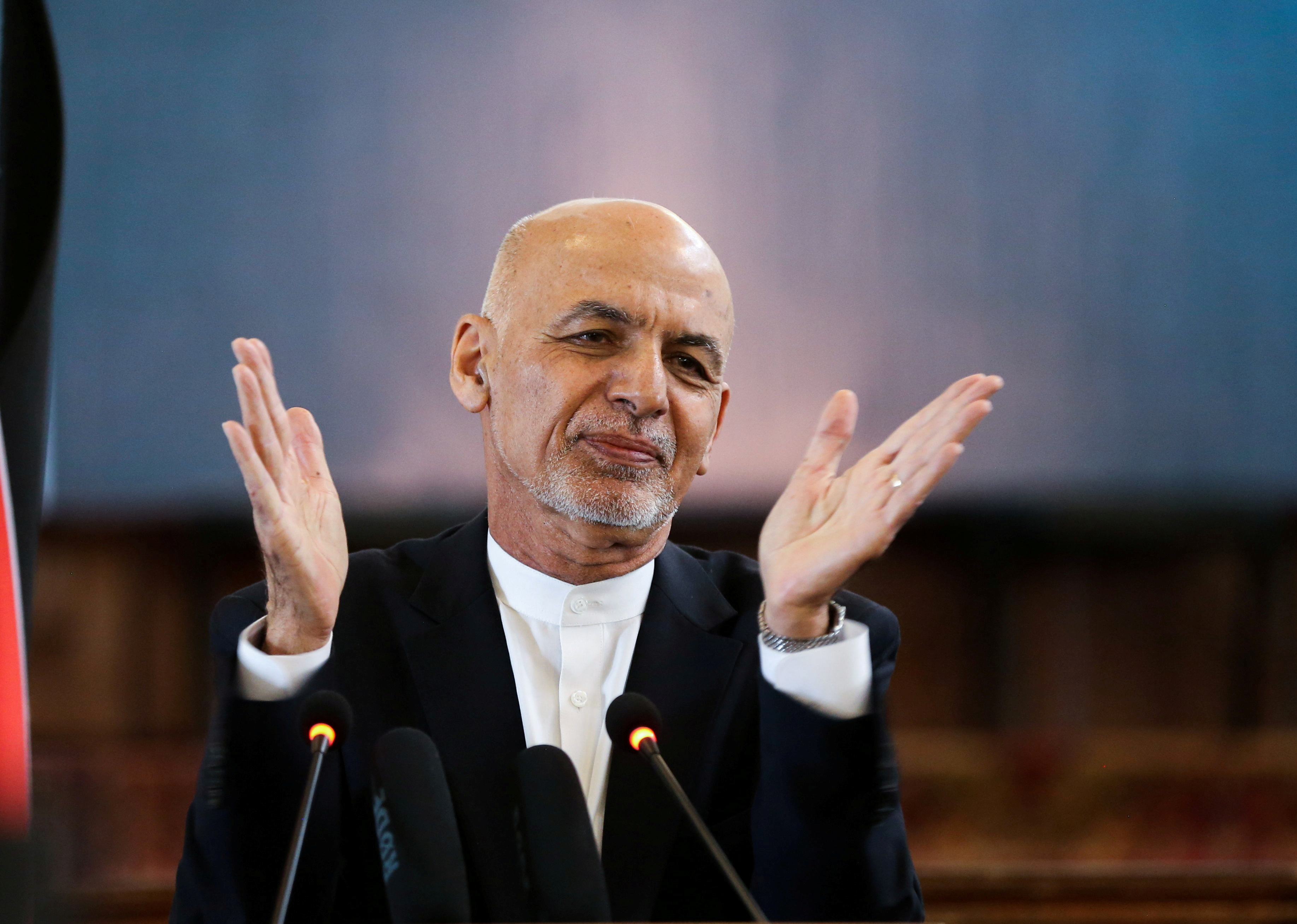 Afghanistan&#39;s President Ashraf Ghani is contending with political rivalries at home amid a US withdrawal and Taliban advances [Filer: Omar Sobhani/Reuters]