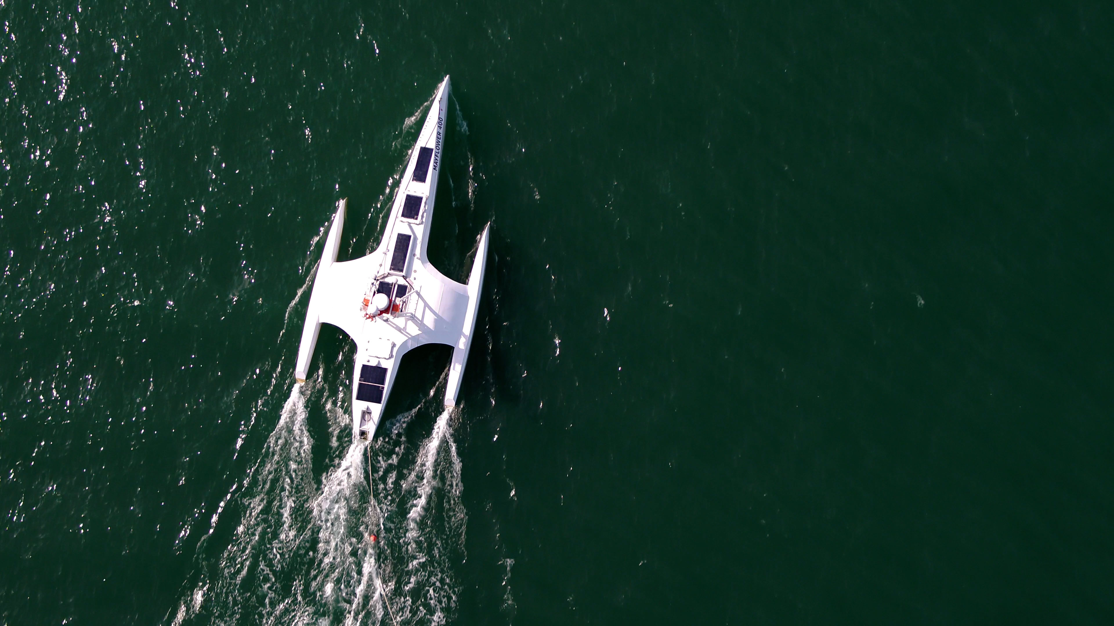 When the Mayflower leaves its home port in Plymouth, England to attempt the world’s first fully autonomous transatlantic voyage, it will be guided by a highly trained, artificial intelligence-driven 'captain' and a 'navigator' versed in the rules of avoiding collisions at sea [File: Oliver Dickinson for IBM/ProMare]