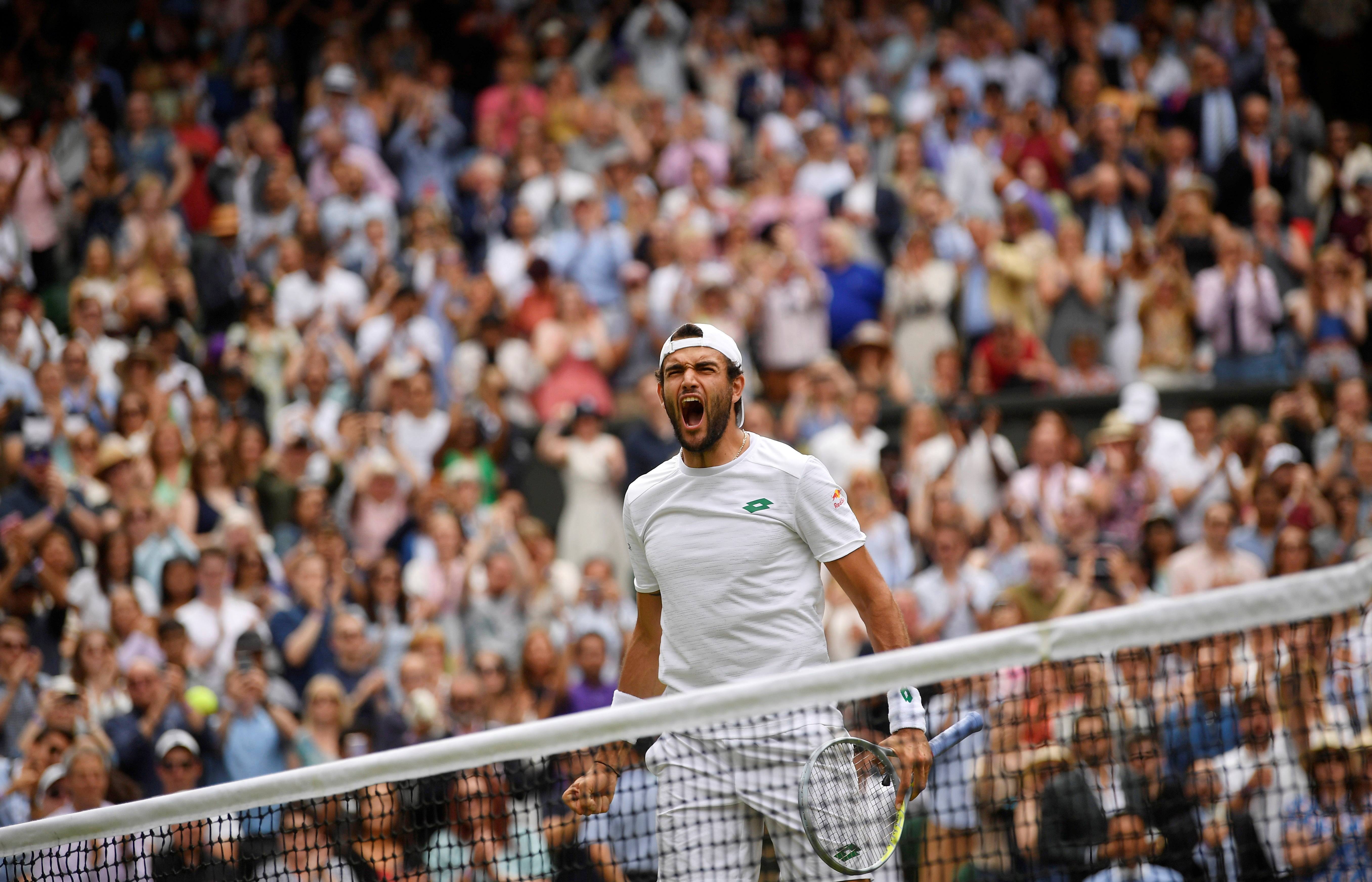 Berrettini will be an underdog in his first Grand Slam final against the Serb, who is playing his 30th [Toby Melville/Reuters]